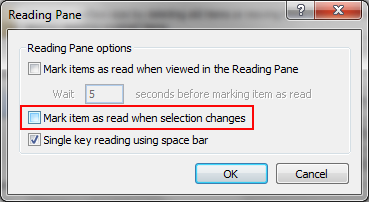 Uncheck the Mark items as read option