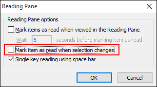 Uncheck Mark Item as Read option