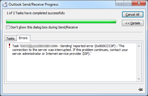 Outlook-error-0x800ccc0f