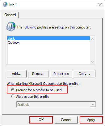 Select Profile Prompt Option
