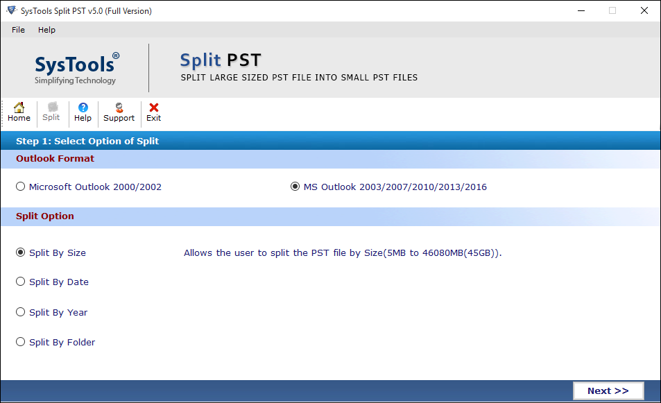 Select Outlook Format