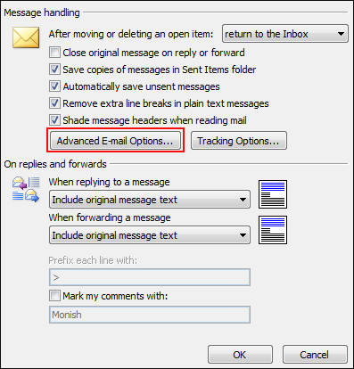 girar sin notificación por correo electrónico nuevo en Outlook 2003