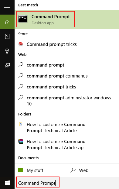 Type Command Prompt