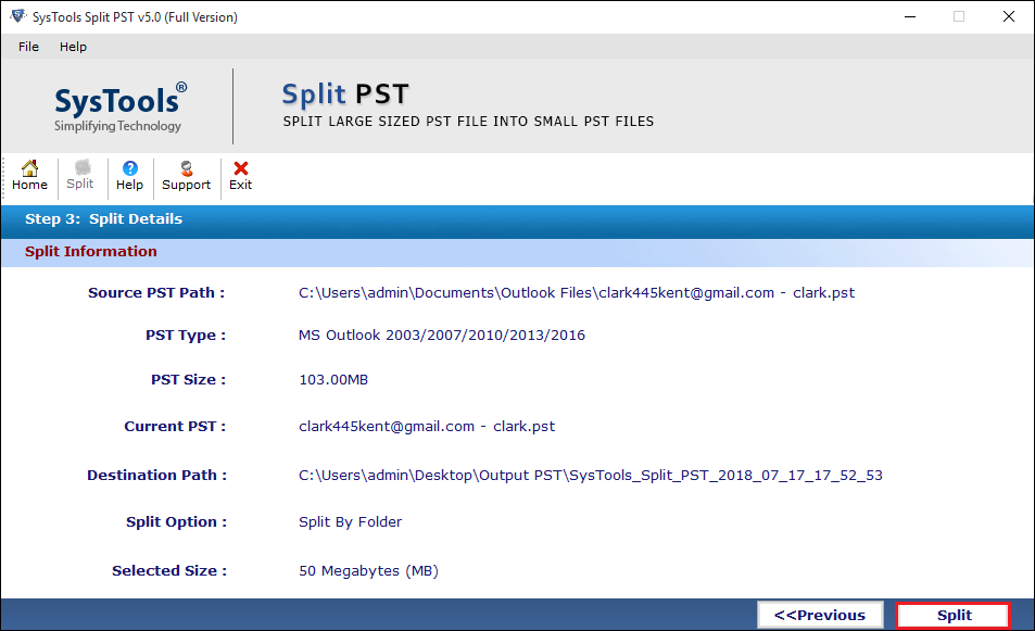 Progress Report of Split Folder