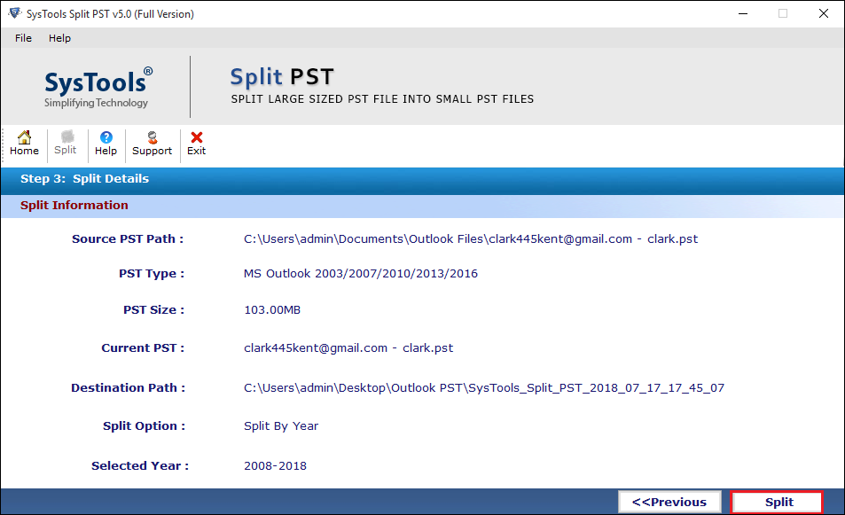 Detail of PST File